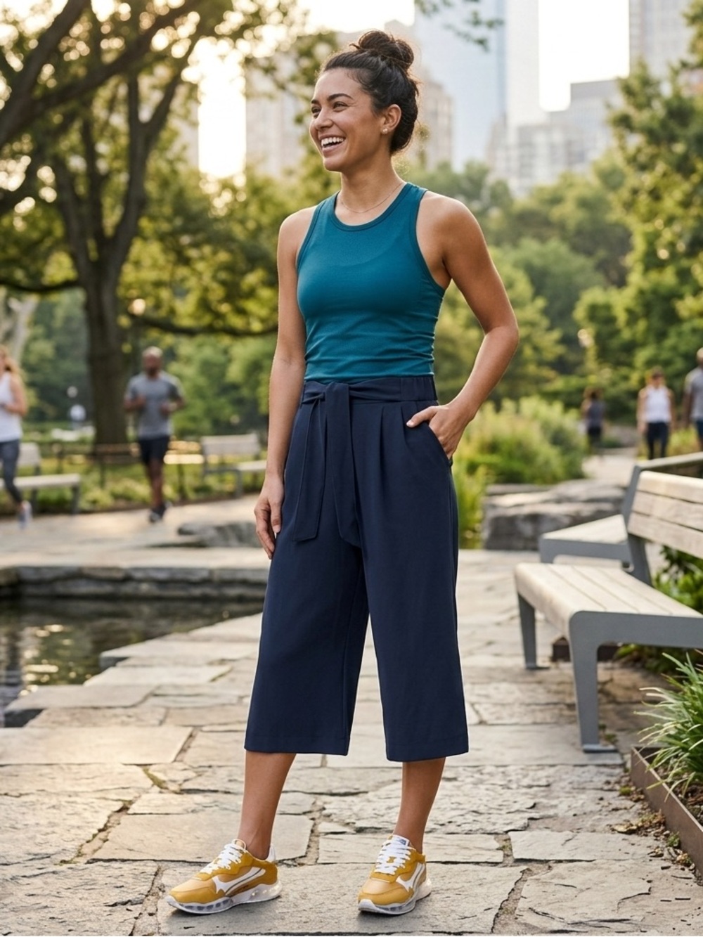 lululemon athletica Navy Cropped Wide-Leg Pants